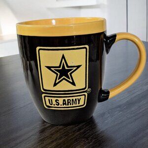 US ARMY Strong Go Army Large Black Yellow Ceramic Coffee Mug Cup Promotional